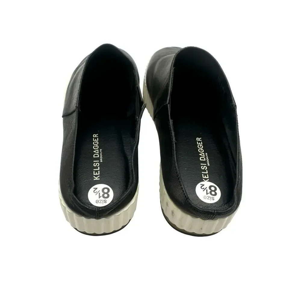NEW - KELSI DAGGER - BROOKLIN MILLER - Women's Black Leather Slip-On Shoes - 8.5